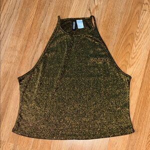 Forever 21 Glittery Gold Crop Top